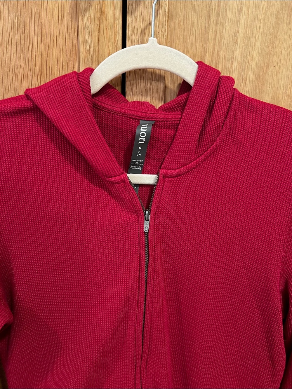 Vuori Waffle Full Zip Hoodie Sweatshirt Dark Red Size Small Active Athleisure - Picture 2 of 6